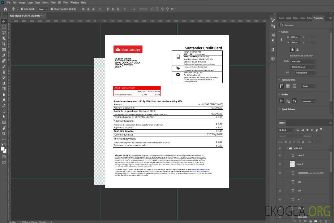 Espagne Santander 1 page excel pdf template